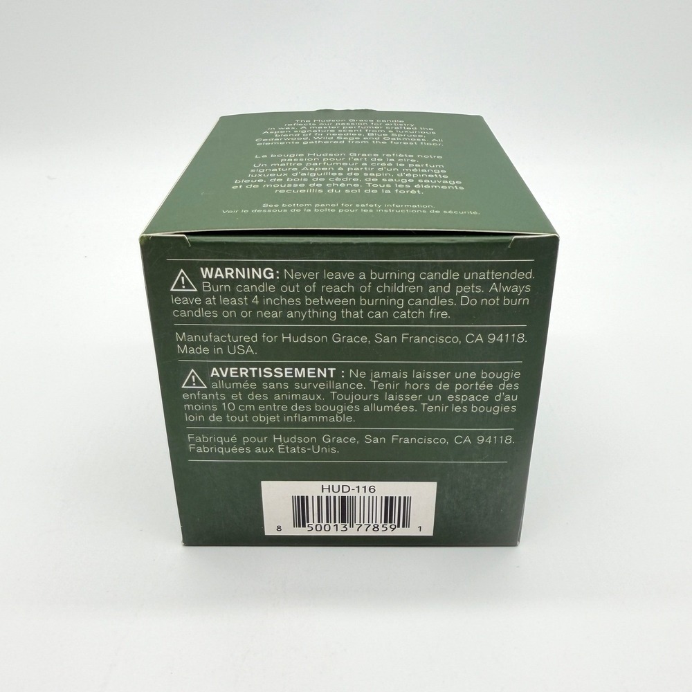 HUDSON GRACE Aspen Scented Candle 9.7 oz Green Glass NEW - Picture 5 of 10